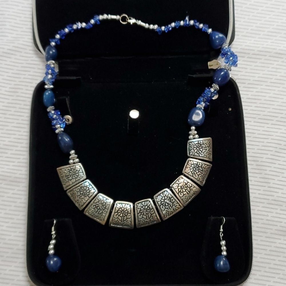 Antique statement necklace and earrings set